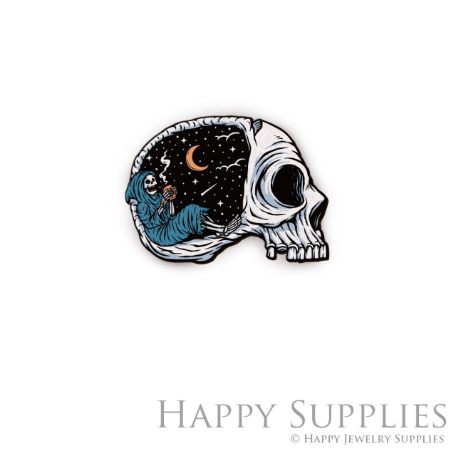 Handmade Jewelry Making Supplies Beads Cut Wooden Charm skull For DIY Necklace Earring Brooch (CW396)