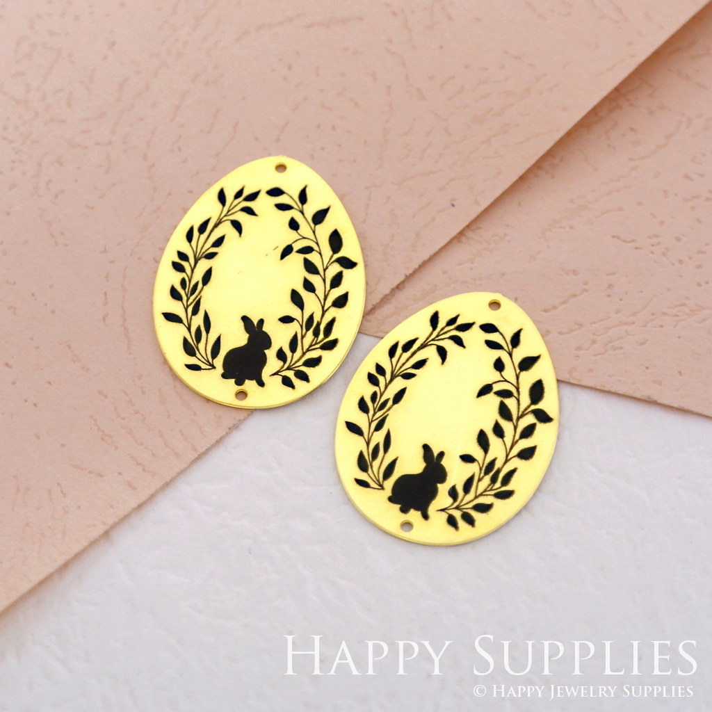 Making Jewelry Findings Stainless Steel Bead Metal Pendant Laser Cut Engraved Black Rabbit Charms For DIY Necklace Earrings (ESD058)