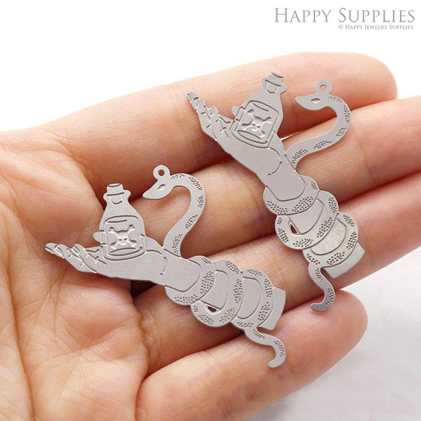 Corroded Stainless Steel Jewelry Charms,Snake Man Corroded Stainless Steel Earring Charms, Corroded Stainless Steel Silver Jewelry Pendants, Corroded Stainless Steel Silver Jewelry Findings, Corroded Stainless Steel Pendants Jewelry Wholesale (SSB113)