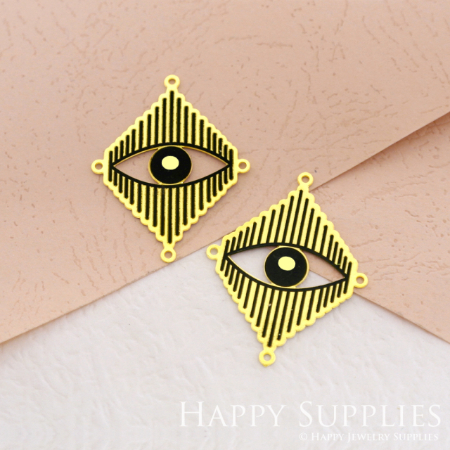 Making Jewelry Findings Raw Brass Bead Pendant Laser Cut Engraved Black Eye Charm For DIY Necklace Earrings (ERD055)