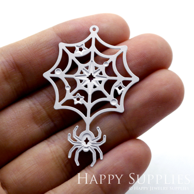 Corroded Stainless Steel Jewelry Charms, Spider Corroded Stainless Steel Earring Charms, Corroded Stainless Steel Silver Jewelry Pendants, Corroded Stainless Steel Silver Jewelry Findings, Corroded Stainless Steel Pendants Jewelry Wholesale (SSB289)