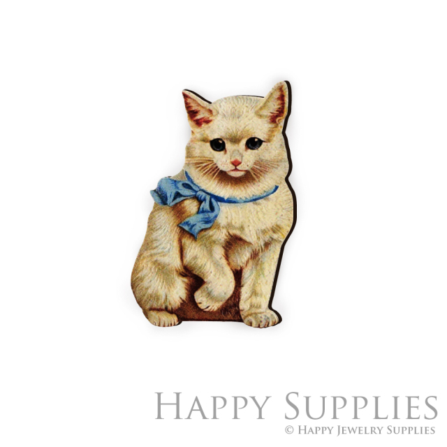 Handmade Jewelry Making Supplies Beads Cut Wooden Charm Cat For DIY Necklace Earring Brooch (CW090-B)