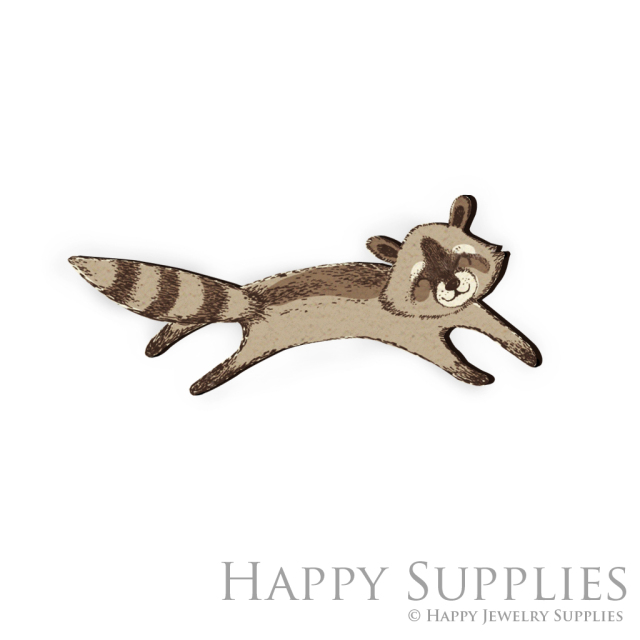 Handmade Jewelry Making Supplies Beads Cut Wooden Charm Raccoon DIY Necklace Earring Brooch (CW091-C)