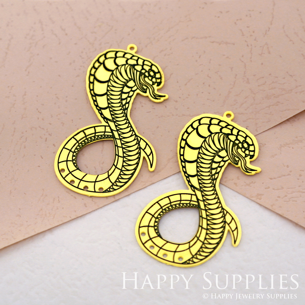 Making Jewelry Findings Raw Brass Bead Pendant Laser Cut Engraved Black Snake Charm For DIY Necklace Earrings (ERD049)