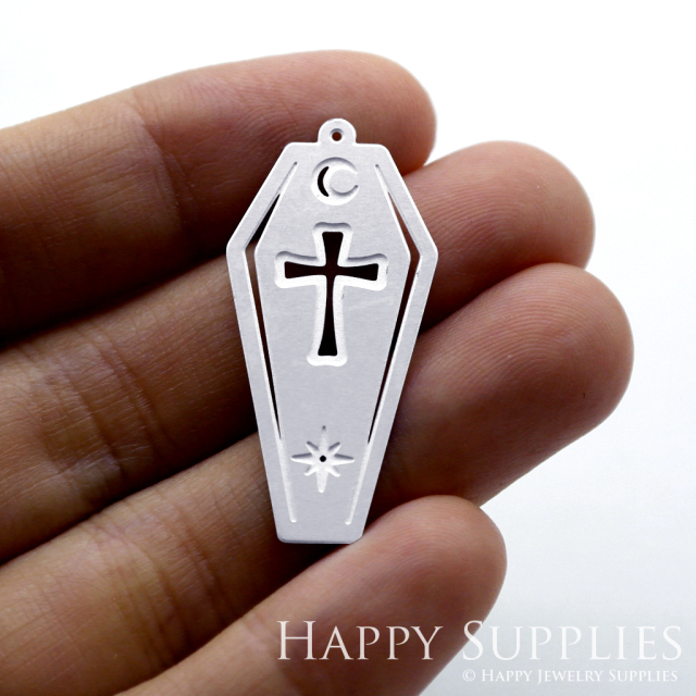 Corroded Stainless Steel Jewelry Charms, Coffin Corroded Stainless Steel Earring Charms, Corroded Stainless Steel Silver Jewelry Pendants, Corroded Stainless Steel Silver Jewelry Findings, Corroded Stainless Steel Pendants Jewelry Wholesale (SSB307)