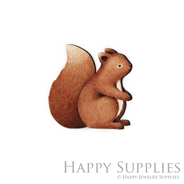 Handmade Jewelry Making Supplies Beads Cut Wooden Charm Squirrel DIY Necklace Earring Brooch (CW092-A)
