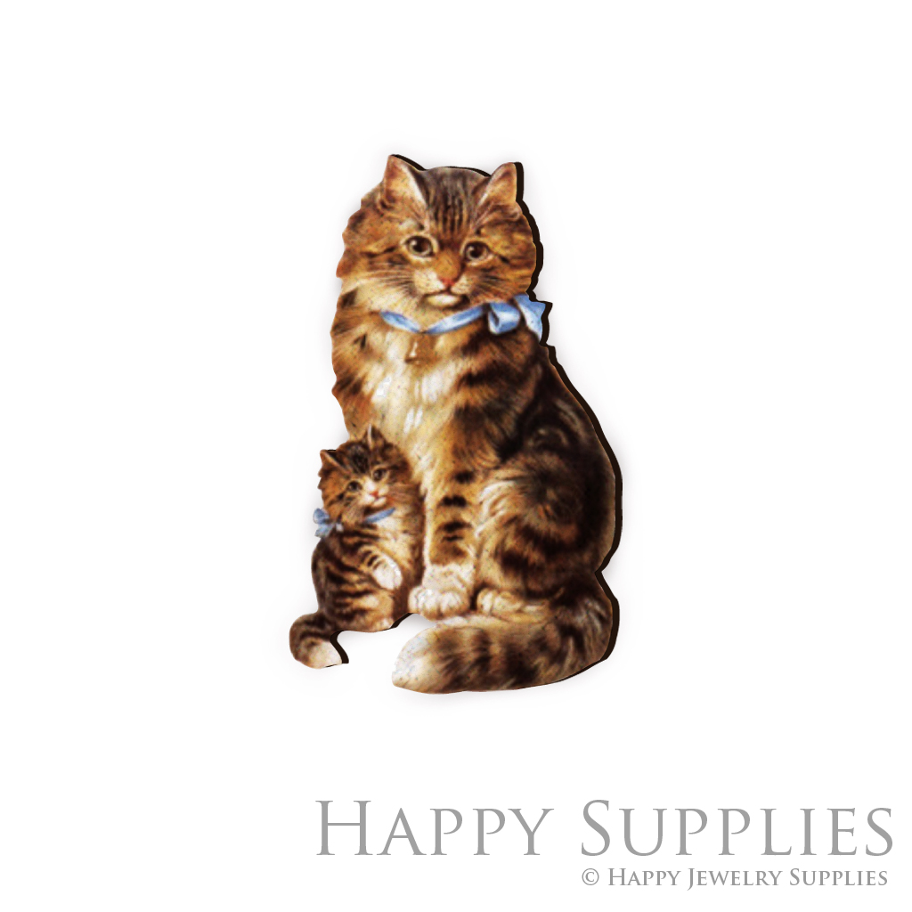 Handmade Jewelry Making Supplies Beads Cut Wooden Charm Cat For DIY Necklace Earring Brooch (CW090-D)