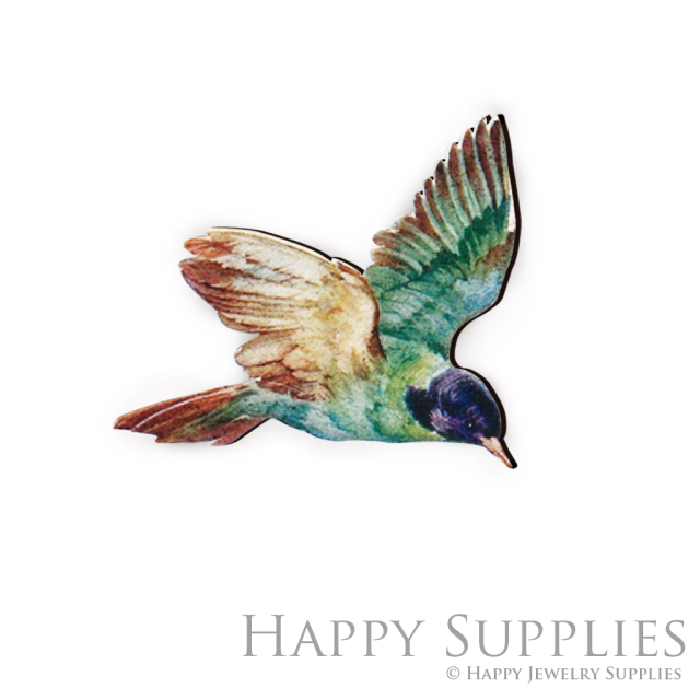 Handmade Jewelry Making Supplies Beads Cut Wooden Charm Bird For DIY Necklace Earring Brooch (CW085-D)