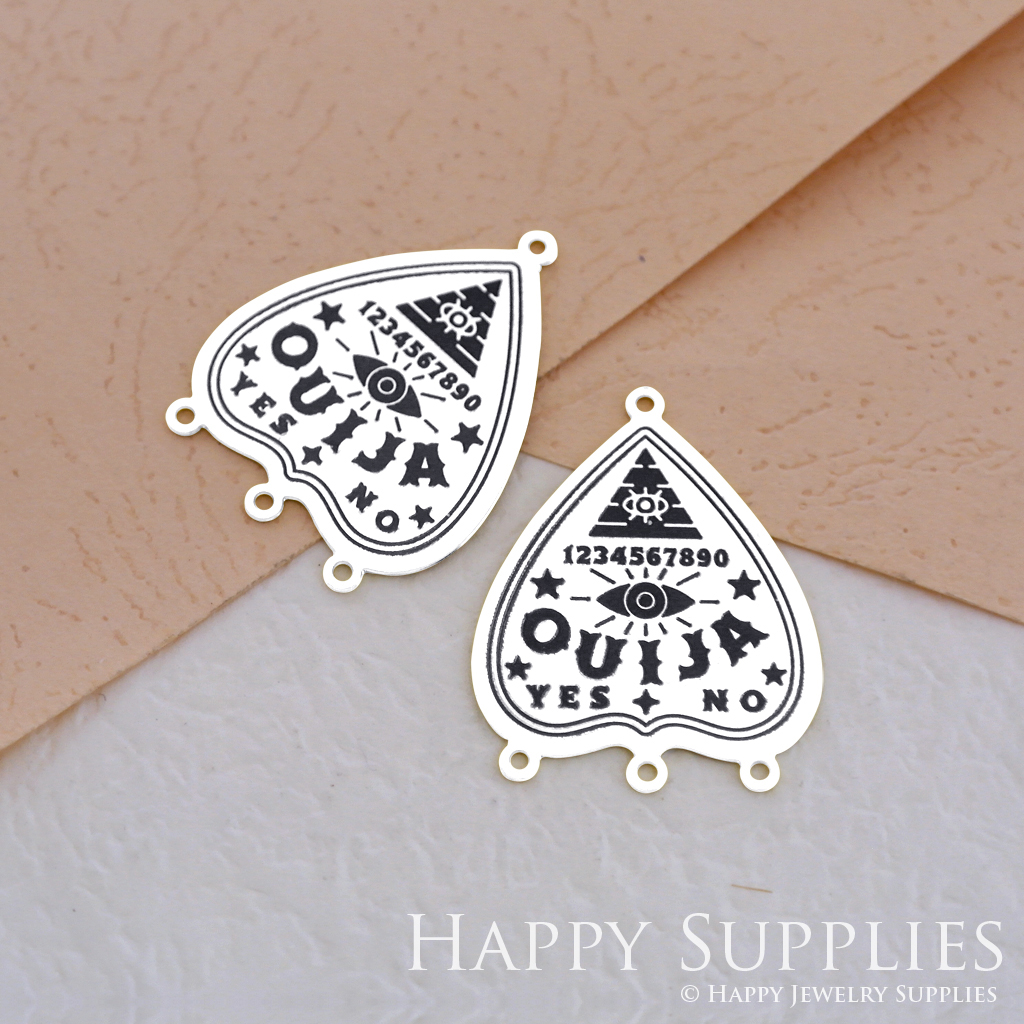 Making Jewelry Findings Raw Brass Bead Pendant Laser Cut Engraved Black Heart Charm For DIY Necklace Earrings (ERD064)