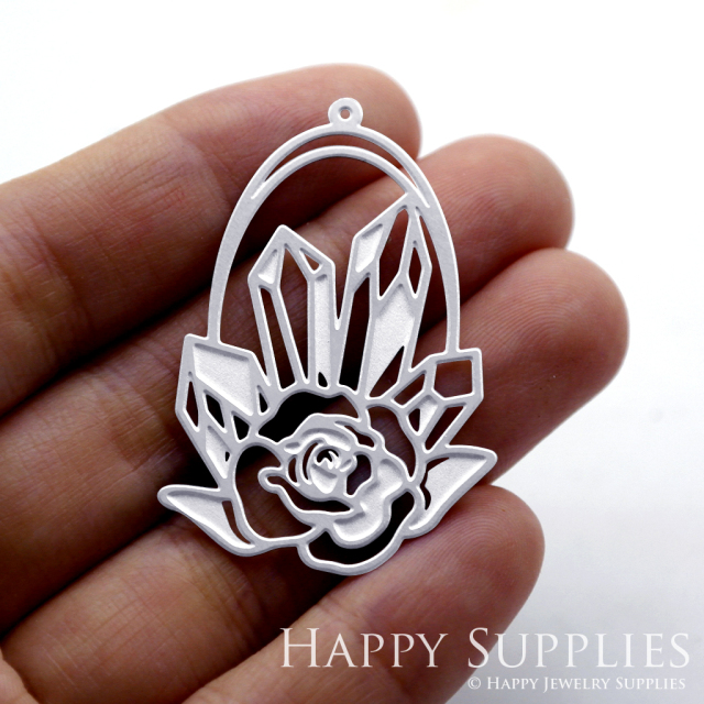 Corroded Stainless Steel Jewelry Charms, Flower Corroded Stainless Steel Earring Charms, Corroded Stainless Steel Silver Jewelry Pendants, Corroded Stainless Steel Silver Jewelry Findings, Corroded Stainless Steel Pendants Jewelry Wholesale (SSB214)