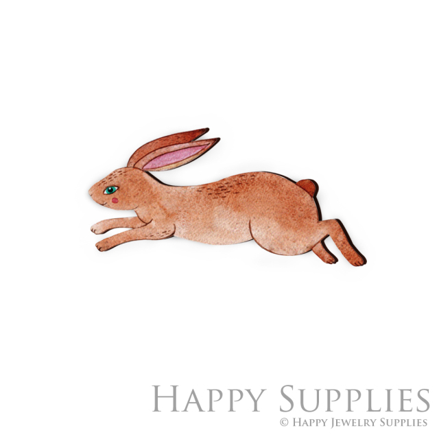 Handmade Jewelry Making Supplies Beads Cut Wooden Charm Rabbit DIY Necklace Earring Brooch (CW091-D)