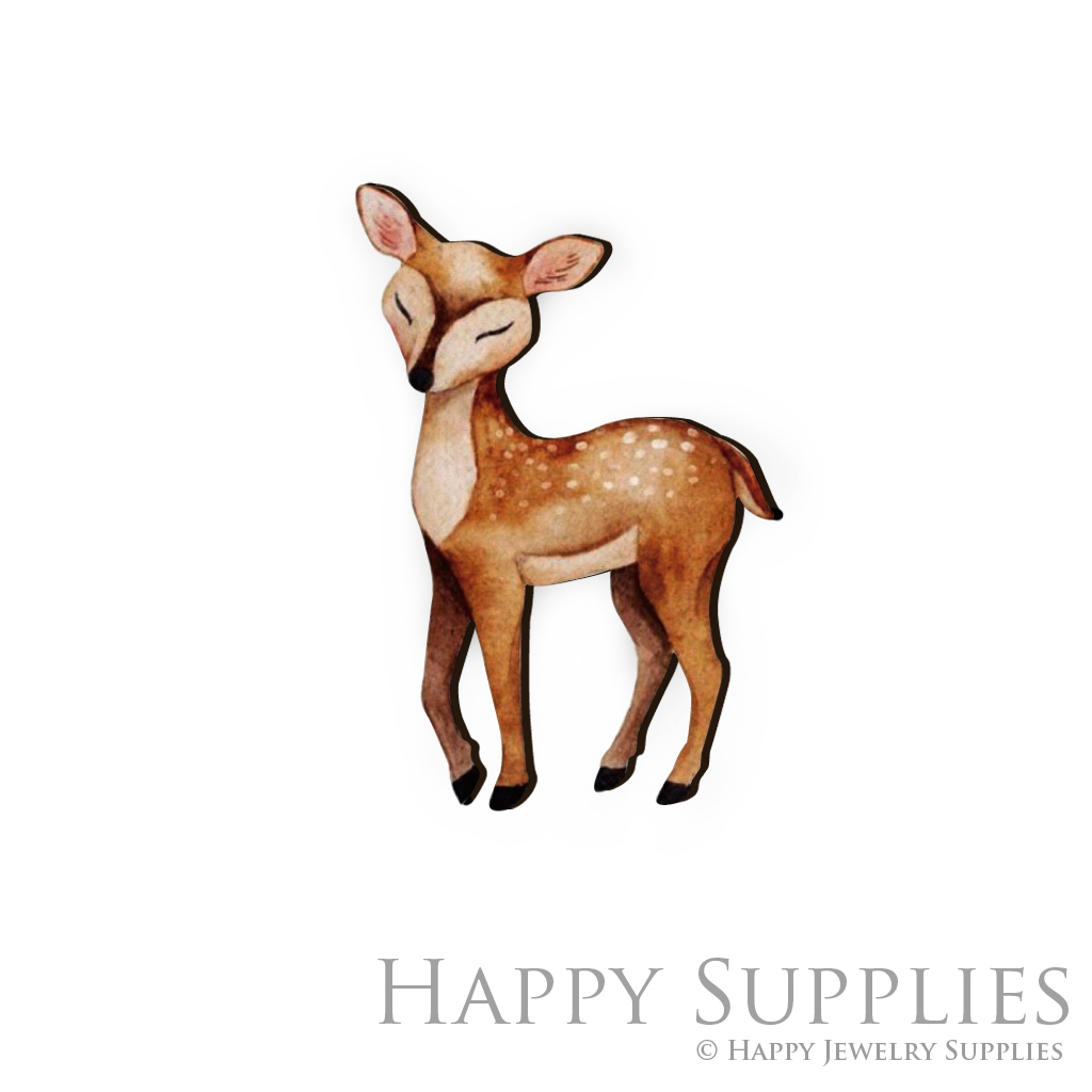 Handmade Jewelry Making Supplies Beads Cut Wooden Charm Deer DIY Necklace Earring Brooch (CW091-B)