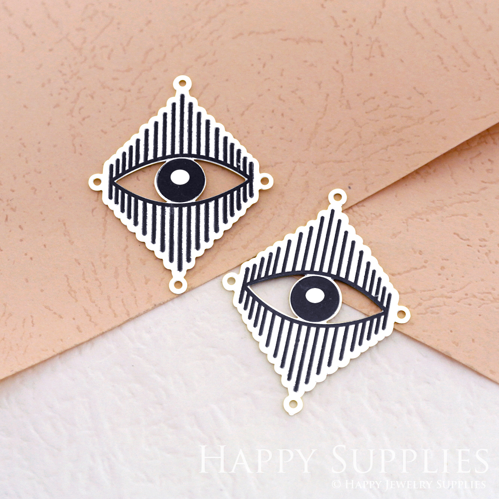 Making Jewelry Findings Raw Brass Bead Pendant Laser Cut Engraved Black Eye Charm For DIY Necklace Earrings (ERD055)