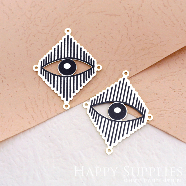 Making Jewelry Findings Raw Brass Bead Pendant Laser Cut Engraved Black Eye Charm For DIY Necklace Earrings (ERD055)