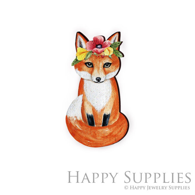 Handmade Jewelry Making Supplies Beads Cut Wooden Charm Fox For DIY Necklace Earring Brooch (CW096)