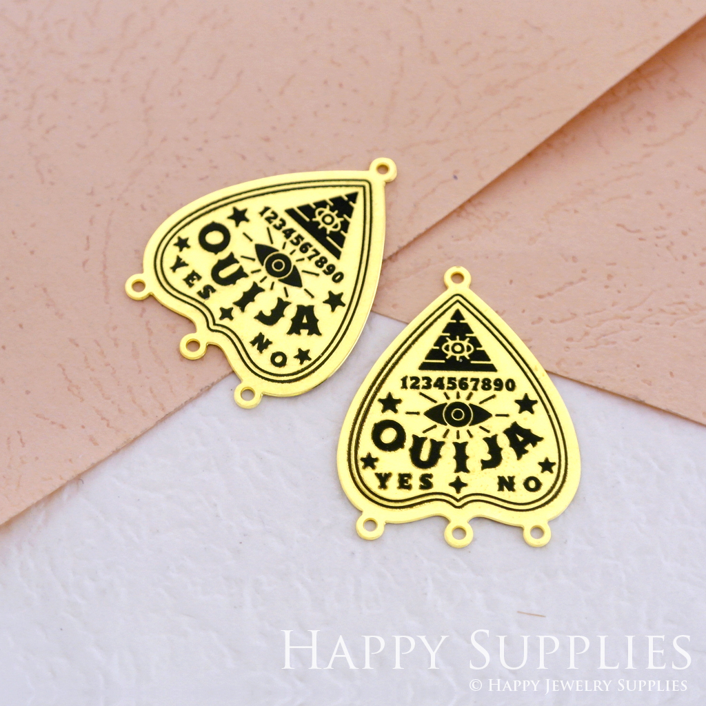 Making Jewelry Findings Raw Brass Bead Pendant Laser Cut Engraved Black Heart Charm For DIY Necklace Earrings (ERD064)