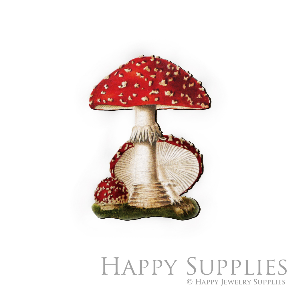 Handmade Jewelry Making Supplies Beads Cut Wooden Charm Mushroom DIY Necklace Earring Brooch (CW033-B)