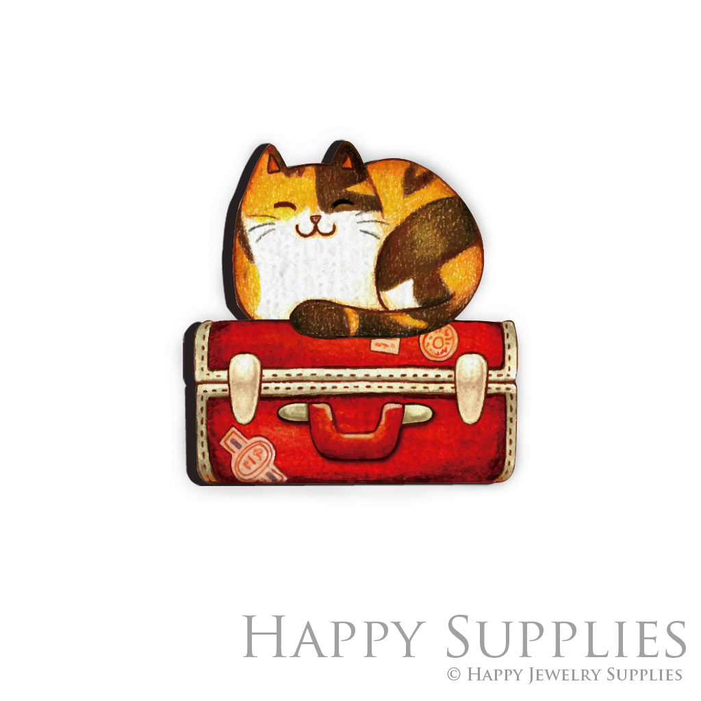 Handmade Jewelry Making Supplies Beads Cut Wooden Charm Cat DIY Necklace Earring Brooch (CW199)
