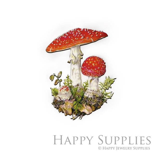 Handmade Jewelry Making Supplies Beads Cut Wooden Charm Mushroom DIY Necklace Earring Brooch (CW033-A)