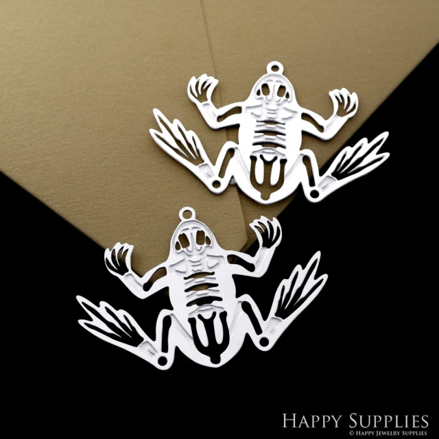 Corroded Stainless Steel Jewelry Charms, Frog Corroded Stainless Steel Earring Charms, Corroded Stainless Steel Silver Jewelry Pendants, Corroded Stainless Steel Silver Jewelry Findings, Corroded Stainless Steel Pendants Jewelry Wholesale (SSB555)