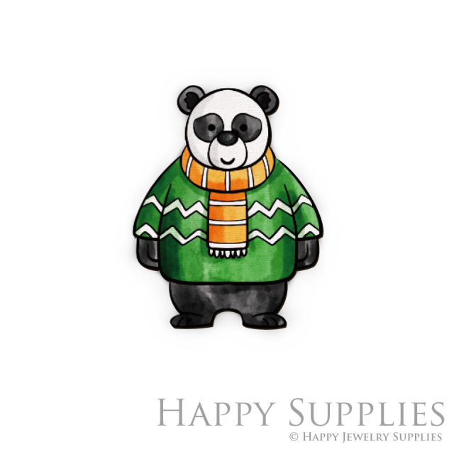 Handmade Jewelry Making Supplies Beads Cut Wooden Charm Panda DIY Necklace Earring Brooch (CW264)
