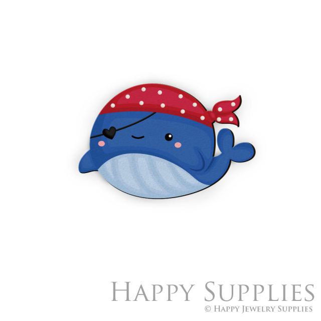 Handmade Jewelry Making Supplies Beads Cut Wooden Charm Whale DIY Necklace Earring Brooch (CW270)