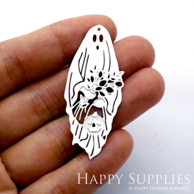 Corroded Stainless Steel Jewelry Charms, Ghost Corroded Stainless Steel Earring Charms, Corroded Stainless Steel Silver Jewelry Pendants, Corroded Stainless Steel Silver Jewelry Findings, Corroded Stainless Steel Pendants Jewelry Wholesale (SSB530)