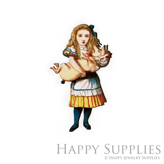 Handmade Jewelry Making Supplies Beads Cut Wooden Charm Girl DIY Necklace Earring Brooch (CW027-B)