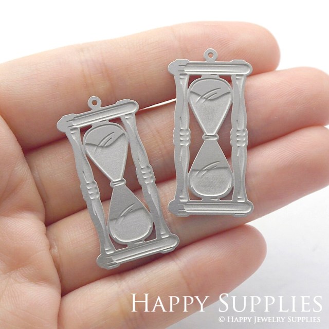 Corroded Stainless Steel Jewelry Charms, Hourglass Corroded Stainless Steel Earring Charms, Corroded Stainless Steel Silver Jewelry Pendants, Corroded Stainless Steel Silver Jewelry Findings, Corroded Stainless Steel Pendants Jewelry Wholesale (SSB167)