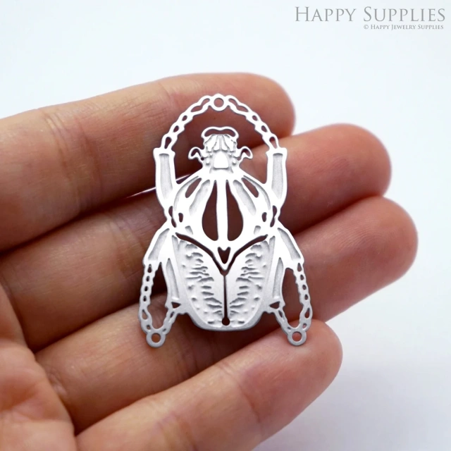 Corroded Stainless Steel Jewelry Charms, Insect Corroded Stainless Steel Earring Charms, Corroded Stainless Steel Silver Jewelry Pendants, Corroded Stainless Steel Silver Jewelry Findings, Corroded Stainless Steel Pendants Jewelry Wholesale (SSB599)