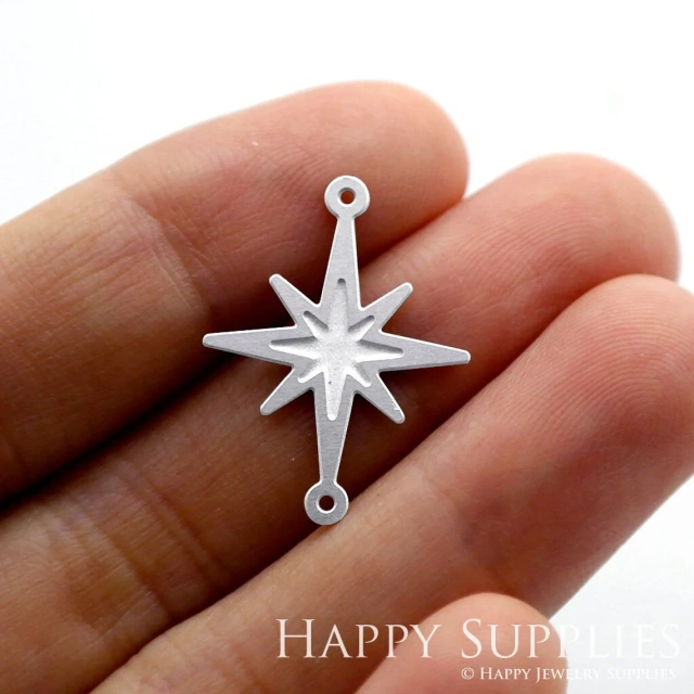 Corroded Stainless Steel Jewelry Charms, Star Corroded Stainless Steel Earring Charms, Corroded Stainless Steel Silver Jewelry Pendants, Corroded Stainless Steel Silver Jewelry Findings, Corroded Stainless Steel Pendants Jewelry Wholesale (SSB373)