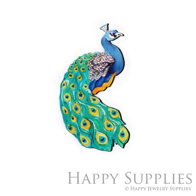 Handmade Jewelry Making Supplies Beads Cut Wooden Charm Peacock DIY Necklace Earring Brooch (CW252)