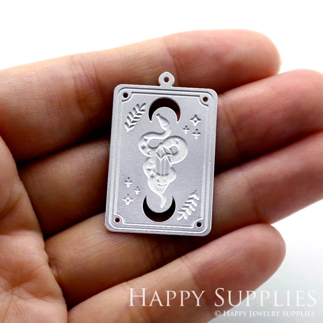 Corroded Stainless Steel Jewelry Charms, Snake Corroded Stainless Steel Earring Charms, Corroded Stainless Steel Silver Jewelry Pendants, Corroded Stainless Steel Silver Jewelry Findings, Corroded Stainless Steel Pendants Jewelry Wholesale (SSB224)