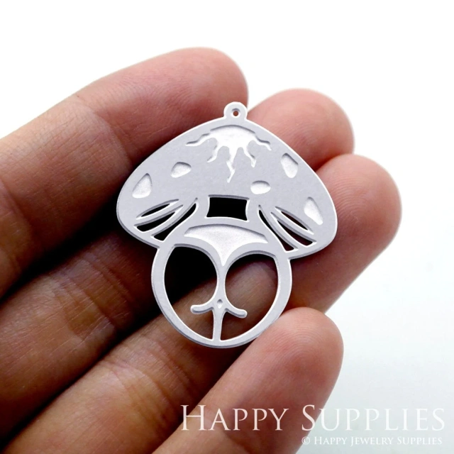 Corroded Stainless Steel Jewelry Charms, Mushroom Corroded Stainless Steel Earring Charms, Corroded Stainless Steel Silver Jewelry Pendants, Corroded Stainless Steel Silver Jewelry Findings, Corroded Stainless Steel Pendants Jewelry Wholesale (SSB471)