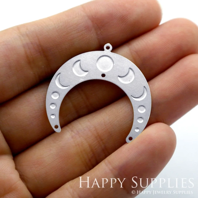 Corroded Stainless Steel Jewelry Charms, Moon phase Corroded Stainless Steel Earring Charms, Corroded Stainless Steel Silver Jewelry Pendants, Corroded Stainless Steel Silver Jewelry Findings, Corroded Stainless Steel Pendants Jewelry Wholesale (SSB406)