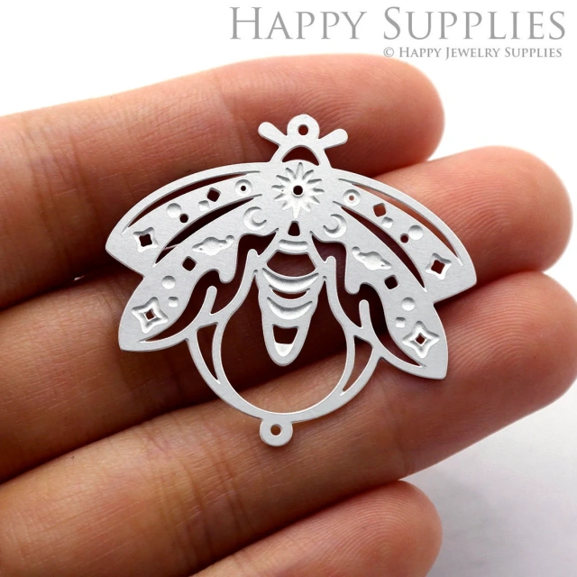 Corroded Stainless Steel Jewelry Charms, Moth Corroded Stainless Steel Earring Charms, Corroded Stainless Steel Silver Jewelry Pendants, Corroded Stainless Steel Silver Jewelry Findings, Corroded Stainless Steel Pendants Jewelry Wholesale (SSB192)
