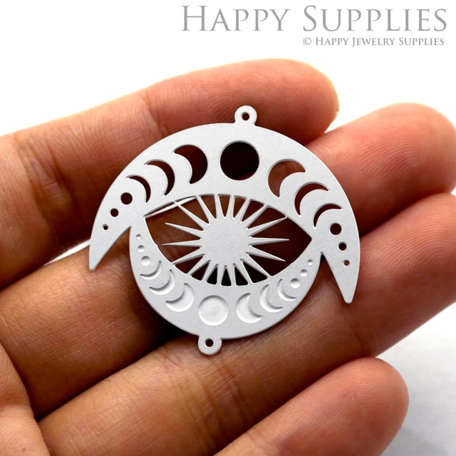 Corroded Stainless Steel Jewelry Charms, Moon phase Corroded Stainless Steel Earring Charms, Corroded Stainless Steel Silver Jewelry Pendants, Corroded Stainless Steel Silver Jewelry Findings, Corroded Stainless Steel Pendants Jewelry Wholesale (SSB208)
