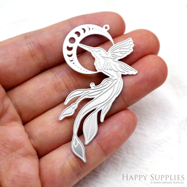 Corroded Stainless Steel Jewelry Charms, Bird Corroded Stainless Steel Earring Charms, Corroded Stainless Steel Silver Jewelry Pendants, Corroded Stainless Steel Silver Jewelry Findings, Corroded Stainless Steel Pendants Jewelry Wholesale (SSB574)