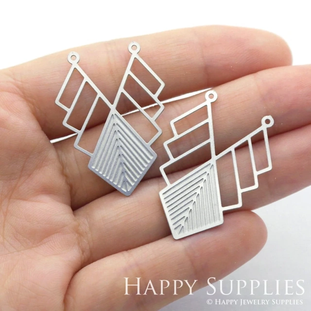 Corroded Stainless Steel Jewelry Charms, Geometry Corroded Stainless Steel Earring Charms, Corroded Stainless Steel Silver Jewelry Pendants, Corroded Stainless Steel Silver Jewelry Findings, Corroded Stainless Steel Pendants Jewelry Wholesale (SSB142)