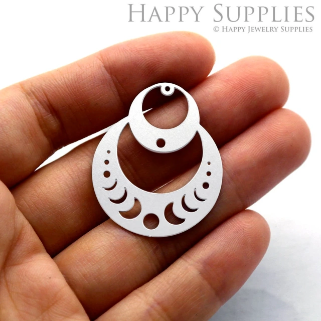 Corroded Stainless Steel Jewelry Charms, Moon phase Corroded Stainless Steel Earring Charms, Corroded Stainless Steel Silver Jewelry Pendants, Corroded Stainless Steel Silver Jewelry Findings, Corroded Stainless Steel Pendants Jewelry Wholesale (SSB203)