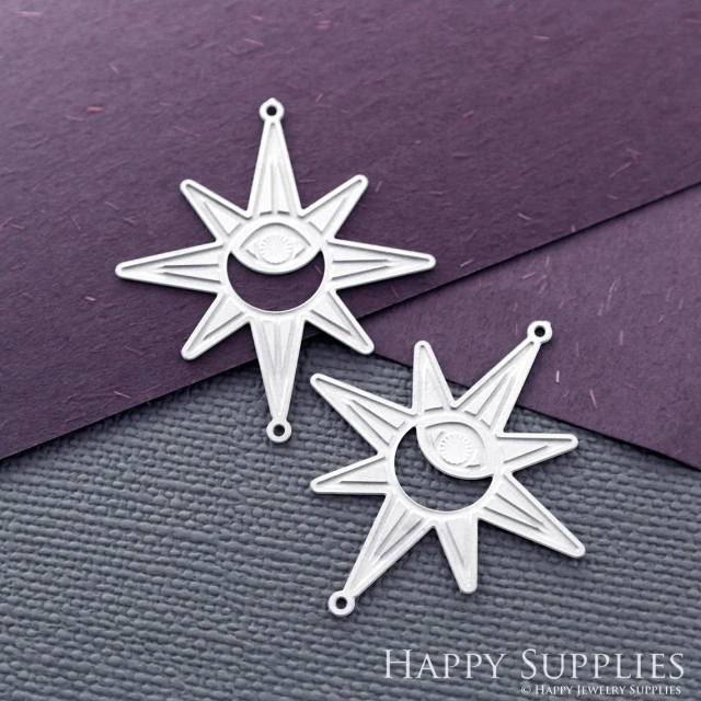Corroded Stainless Steel Jewelry Charms, Star Corroded Stainless Steel Earring Charms, Corroded Stainless Steel Silver Jewelry Pendants, Corroded Stainless Steel Silver Jewelry Findings, Corroded Stainless Steel Pendants Jewelry Wholesale (SSB567)