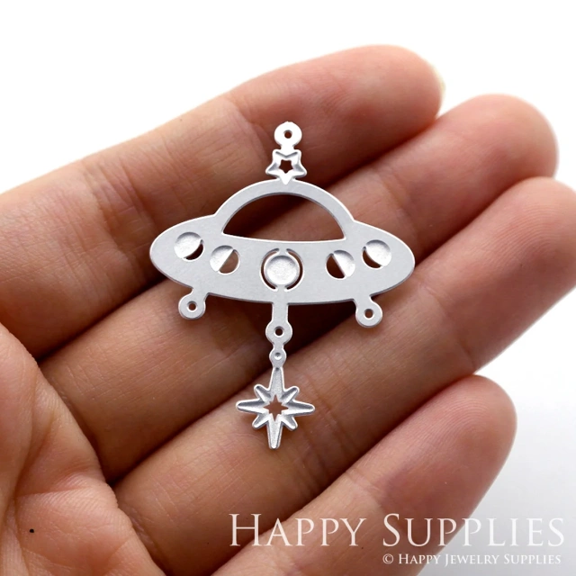 Corroded Stainless Steel Jewelry Charms, Spaceship Corroded Stainless Steel Earring Charms, Corroded Stainless Steel Silver Jewelry Pendants, Corroded Stainless Steel Silver Jewelry Findings, Corroded Stainless Steel Pendants Jewelry Wholesale (SSB230)