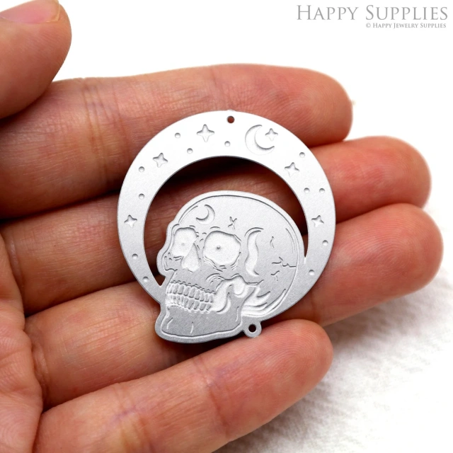 Corroded Stainless Steel Jewelry Charms, Moon Corroded Stainless Steel Earring Charms, Corroded Stainless Steel Silver Jewelry Pendants, Corroded Stainless Steel Silver Jewelry Findings, Corroded Stainless Steel Pendants Jewelry Wholesale (SSB581)