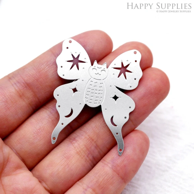 Corroded Stainless Steel Jewelry Charms, Butterfly Corroded Stainless Steel Earring Charms, Corroded Stainless Steel Silver Jewelry Pendants, Corroded Stainless Steel Silver Jewelry Findings, Corroded Stainless Steel Pendants Jewelry Wholesale (SSB573)