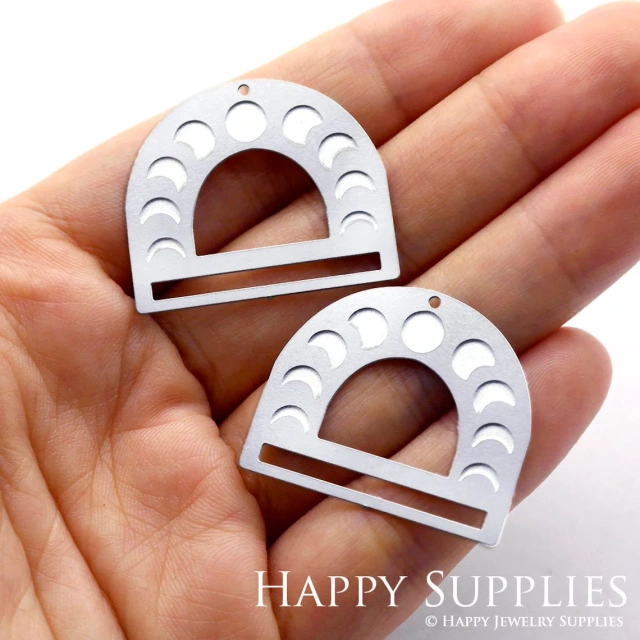 Corroded Stainless Steel Jewelry Charms, Moon phase Corroded Stainless Steel Earring Charms, Corroded Stainless Steel Silver Jewelry Pendants, Corroded Stainless Steel Silver Jewelry Findings, Corroded Stainless Steel Pendants Jewelry Wholesale (SSB183)