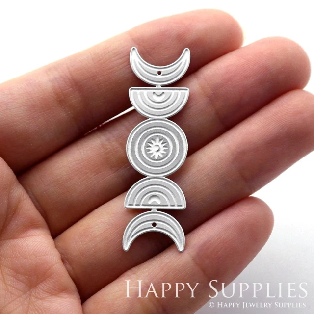 Corroded Stainless Steel Jewelry Charms, Moon phase Corroded Stainless Steel Earring Charms, Corroded Stainless Steel Silver Jewelry Pendants, Corroded Stainless Steel Silver Jewelry Findings, Corroded Stainless Steel Pendants Jewelry Wholesale (SSB277)