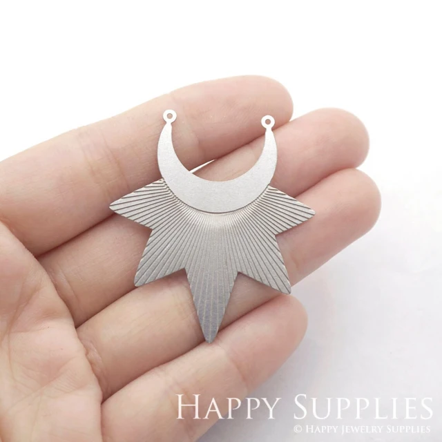 Corroded Stainless Steel Jewelry Charms, Moon Corroded Stainless Steel Earring Charms, Corroded Stainless Steel Silver Jewelry Pendants, Corroded Stainless Steel Silver Jewelry Findings, Corroded Stainless Steel Pendants Jewelry Wholesale (SSB50)