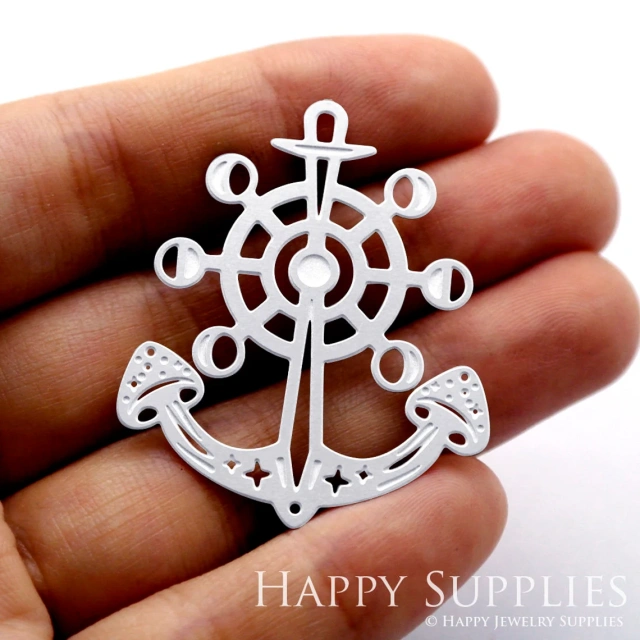 Corroded Stainless Steel Jewelry Charms, Anchor Corroded Stainless Steel Earring Charms, Corroded Stainless Steel Silver Jewelry Pendants, Corroded Stainless Steel Silver Jewelry Findings, Corroded Stainless Steel Pendants Jewelry Wholesale (SSB442)