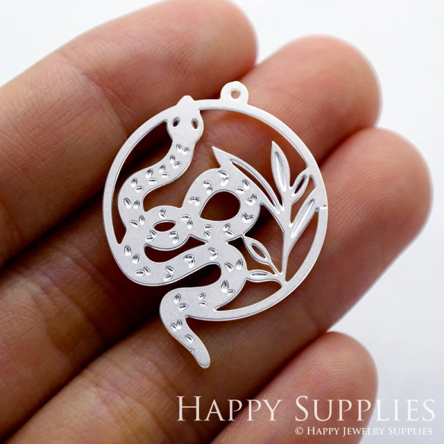 Corroded Stainless Steel Jewelry Charms, Snake Corroded Stainless Steel Earring Charms, Corroded Stainless Steel Silver Jewelry Pendants, Corroded Stainless Steel Silver Jewelry Findings, Corroded Stainless Steel Pendants Jewelry Wholesale (SSB245)