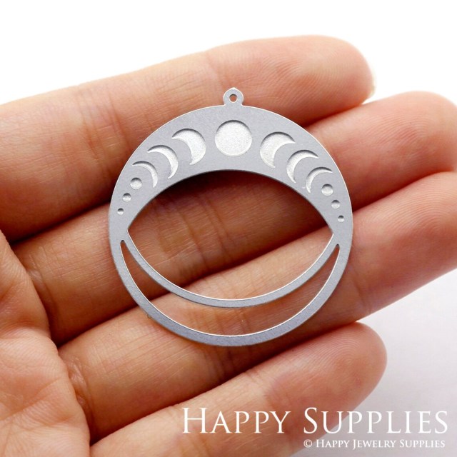 Corroded Stainless Steel Jewelry Charms, Moon phase Corroded Stainless Steel Earring Charms, Corroded Stainless Steel Silver Jewelry Pendants, Corroded Stainless Steel Silver Jewelry Findings, Corroded Stainless Steel Pendants Jewelry Wholesale (SSB182)